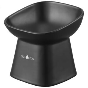Yamazaki Home Tower Elevated Ceramic Pet Food Bowl - Angled, Non-Slip, Microwave & Dishwasher Safe - 6.7Oz