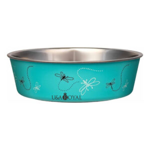 U&A ROYAL Bella Dog Bowls – Stainless Steel Dog & Cat Bowls – Spill Proof Dog Food Bowl, Cat Bowl, Puppy Essentials & Pet Supplies – Great for Home & Travel (Large 35–65 lbs, Dragonfly)