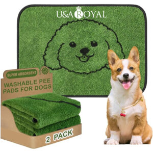 U&A ROYAL Reusable Puppy Pads, Washable Pee Pads for Dogs 2 Pack Durable Absorbent Leakproof Dog Training Pads for Home or Travel, Non-Slip Wee Wee Pads Potty Pads 18”x24”